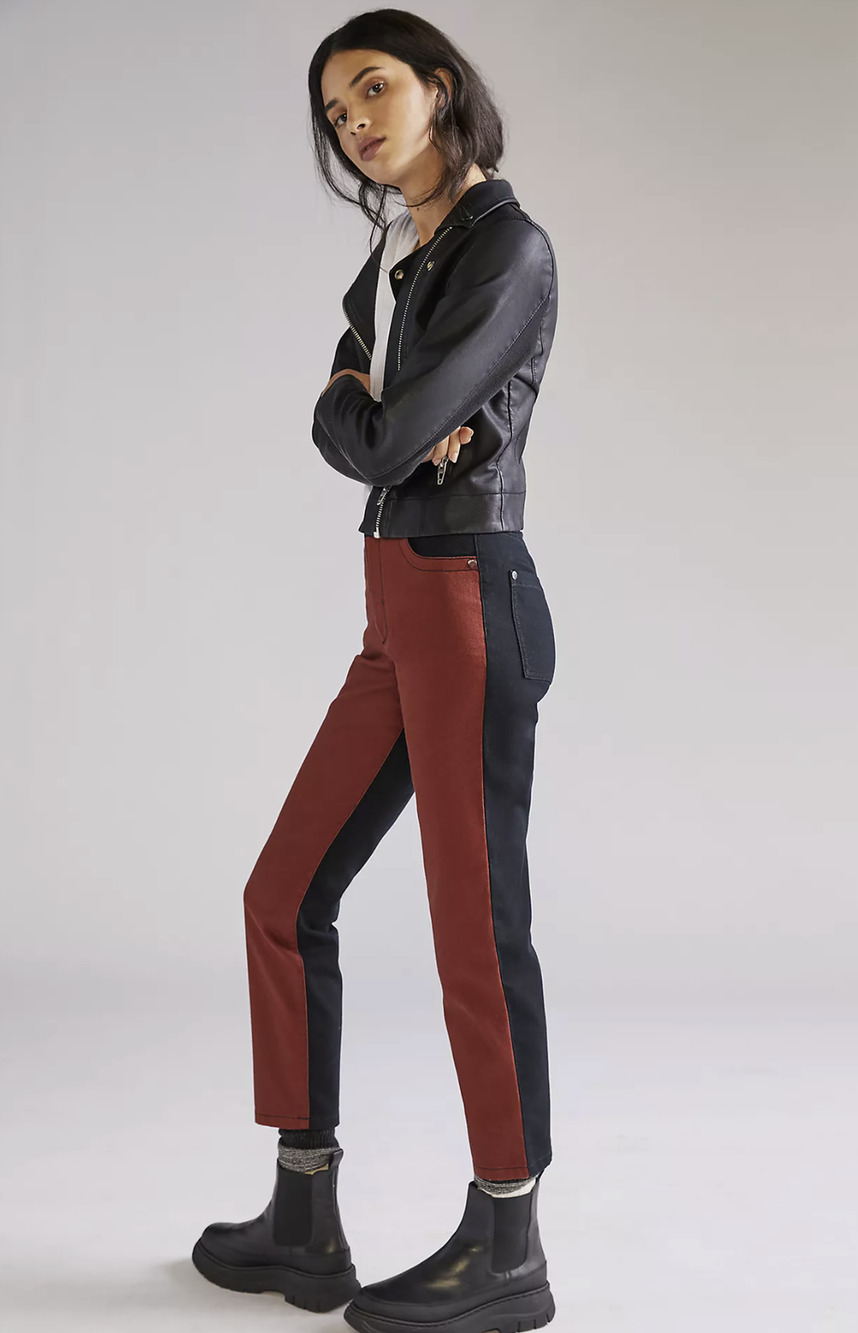Anthropologie Maeve Colorblock Straight Jeans - New - 28 Waist